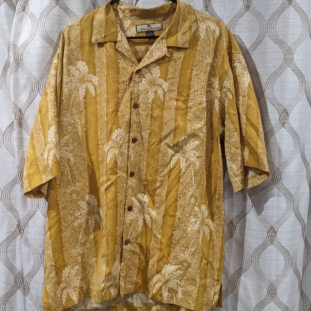 Tommy Bahama Summer Beach Hawaiian Palm Tree Shirt 100% Silk